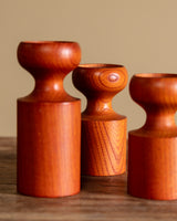 Turned Teak Taper Holders, Set of 3, Scandinavia, 1960's