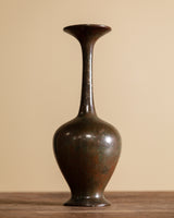 Japanese Bronze Long-Neck Vase Signed Ikken, Japan, Early 20th Century