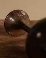 Japanese Bronze Long-Neck Vase Signed Ikken, Japan, Early 20th Century