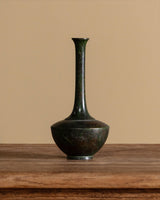 Bronze Long-Neck Vase w/ Green Patina, Japan, Early 20th Century