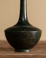 Bronze Long-Neck Vase w/ Green Patina, Japan, Early 20th Century