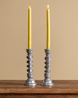 Pair of Silver Swirl Metal Candlesticks, Europe, Mid-20th Century