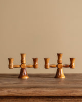 Pair of Brutalist Scandinavian Wooden Candelabras, Sweden, 1960's