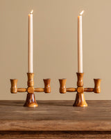 Pair of Brutalist Scandinavian Wooden Candelabras, Sweden, 1960's