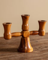 Pair of Brutalist Scandinavian Wooden Candelabras, Sweden, 1960's