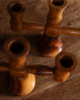 Pair of Brutalist Scandinavian Wooden Candelabras, Sweden, 1960's