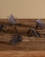 Set of 6 Metal Leaf Napkin Rings, France, Mid-20th Century