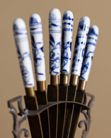 Porcelain-Handled Bronze Fruit Knives with Stand, Germany, Early 20th Century