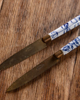 Porcelain-Handled Bronze Fruit Knives with Stand, Germany, Early 20th Century