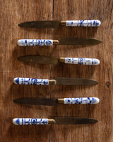 Porcelain-Handled Bronze Fruit Knives with Stand, Germany, Early 20th Century