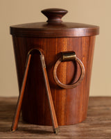 MCM Wooden Ice Bucket w/ Tongs, Denmark, 1960's