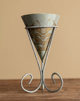 Hand Painted Toleware Vase with Stand, France, Mid-20th Century