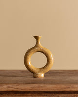 Ochre Stoneware Circle Vase / Cruet, USA, 1960's