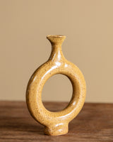 Ochre Stoneware Circle Vase / Cruet, USA, 1960's