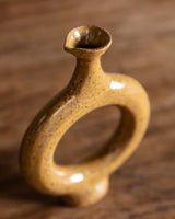 Ochre Stoneware Circle Vase / Cruet, USA, 1960's