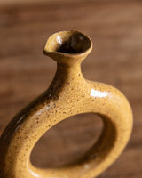 Ochre Stoneware Circle Vase / Cruet, USA, 1960's