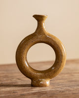 Ochre Stoneware Circle Vase / Cruet, USA, 1960's