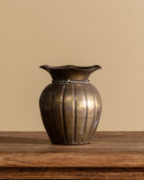 Brass Fluted Vase with Tassel, India, Mid-20th Century