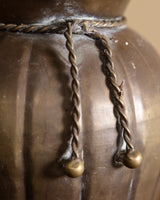 Brass Fluted Vase with Tassel, India, Mid-20th Century