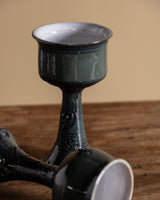 Pair of Studio Pottery Teal Goblets, USA, 1970's