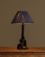 Iron Toleware Roses Table Lamp w/ Silk Pleated Shade, France, 1920s