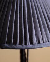 Iron Toleware Roses Table Lamp w/ Silk Pleated Shade, France, 1920s