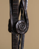 Wrought Iron Swirl Motif Lamp w/ Hand Painted Shade, Italy, 1920s