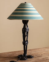 Wrought Iron Swirl Motif Lamp w/ Hand Painted Shade, Italy, 1920s