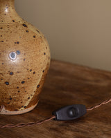 Speckled Studio Pottery Table Lamp, Signed, France, 1950s