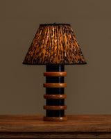 Turned Painted Wood Table Lamp w/ Leopard Shade, 1980s