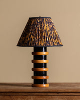 Turned Painted Wood Table Lamp w/ Leopard Shade, 1980s