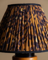 Turned Painted Wood Table Lamp w/ Leopard Shade, 1980s