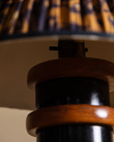 Turned Painted Wood Table Lamp w/ Leopard Shade, 1980s