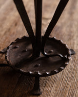 French Iron Scroll Base Table Lamp w/ Cotton Shade, 1910s
