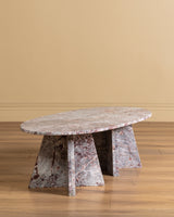 Postmodern Oval Marble Coffee Table, Italian, 1980's