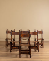 Set of 6 Oak & Iron Dining Chairs, France, 1960s