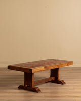 Brutalist Oak & Tile Coffee Table, Signed R. Blanchard, French, 1960s