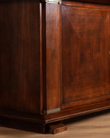 92" Mahogany & Bronze Pillar Mount Sideboard Manner of Andre Arbus, France, 1950's