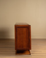 Art Deco Pedestal Base Oak & Brass Mounted Sideboard, France, 1940's