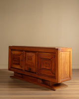 Art Deco Pedestal Base Oak & Brass Mounted Sideboard, France, 1940's