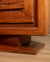 Art Deco Pedestal Base Oak & Brass Mounted Sideboard, France, 1940's