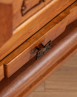 Art Deco Pedestal Base Oak & Brass Mounted Sideboard, France, 1940's