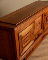 Art Deco Pedestal Base Oak & Brass Mounted Sideboard, France, 1940's