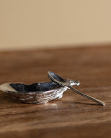 Pewter Oyster Shell Salt Cellar with Spoon