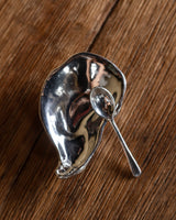 Pewter Oyster Shell Salt Cellar with Spoon