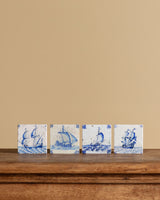Set of 4 Delft Boat Stone Coasters