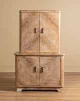 Art Deco Cerused Oak Four Door Hutch, France, 1940s