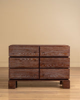 Cerused Dark Oak Six-Drawer Dresser, France, 1950's