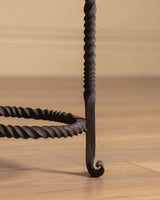 French Oak & Twisted Iron Stool, 1950s (4 available)