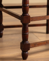 Pair of Oak & Leather Open Arm Chairs, France, 1940s